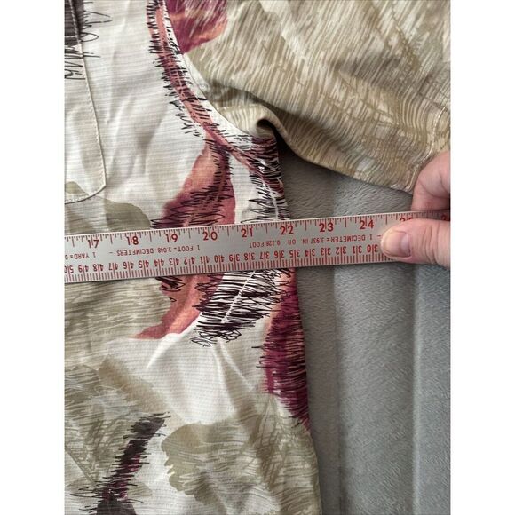 Tommy Bahama Men's M Beige Silk Hawaiian Floral Button-Up Shirt Short Sleeve - Picture 5 of 6